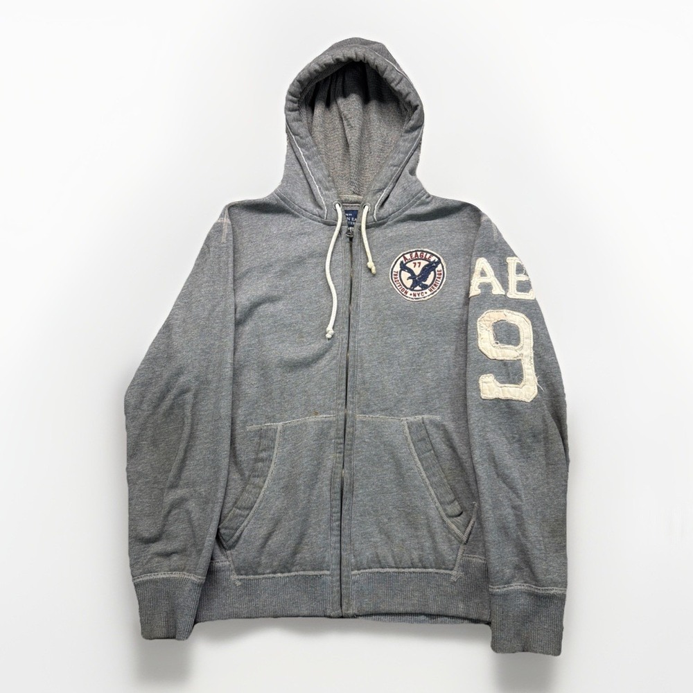 Vtg Y2K American Eagle Full Zip Hoodie Size L Skater Grunge Heavy Thermal Hood
